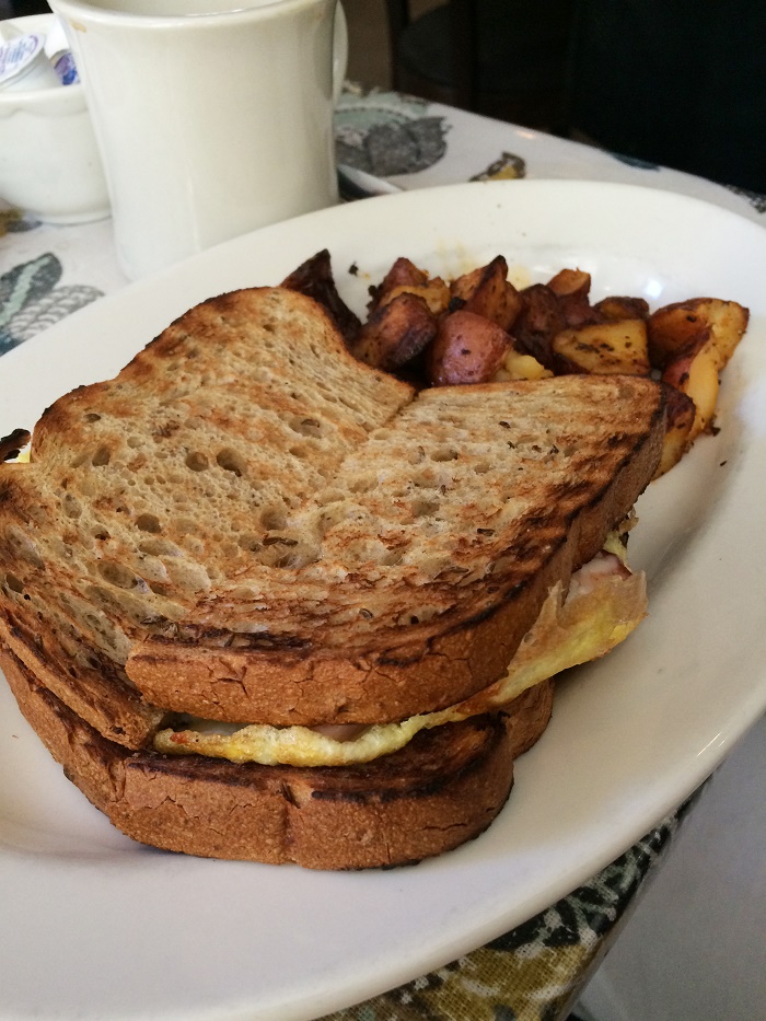 Custom order egg, ham, and cheese sandwich 