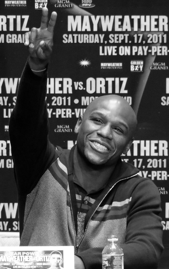 [Photo Courtesy of en.wikipedia.org] Floyd Mayweather at a press conference before fighting Victor Ortiz.