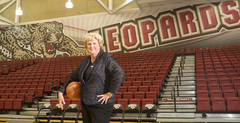 Former Olympic head coach Theresa Grentz was added to the women’s basketball coaching staff in the fall, and was promoted to head coach in April following head coach Diane Nolan’s retirement. [Photo Courtesy of Athletic Communications]